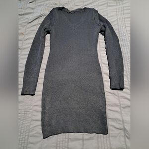 Gray V-Neck Knit Dress never Worn